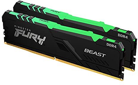 Kingston FURY Beast RGB 16GB (2x8GB) 3733MT/s DDR4 CL19 Memoria Gaming Kit per Computer Fissi Kit da 2 KF437C19BBAK2/16