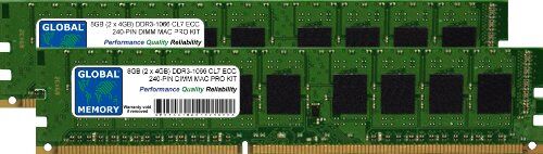 GLOBAL MEMORY 8GB (2 x 4GB) DDR3 1066MHz PC3-8500 240-PIN ECC DIMM (UDIMM) Memoria RAM Kit per Apple Mac PRO (Inizio 2009 metà 2010 metà 2012)
