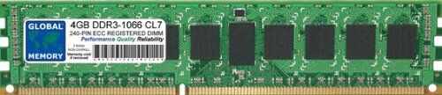 GLOBAL MEMORY 4GB DDR3 1066MHz PC3-8500 240-PIN ECC Registered DIMM (RDIMM) Memoria RAM per Servers/WORKSTATIONS/SCHEDE Madre (2 Rank Non-CHIPKILL)