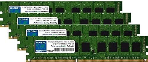 GLOBAL MEMORY 32GB (4 x 8GB) DDR3 1066MHz PC3-8500 240-PIN ECC DIMM (UDIMM) Memoria RAM Kit per Apple Mac PRO (Inizio 2009 metà 2010 metà 2012)