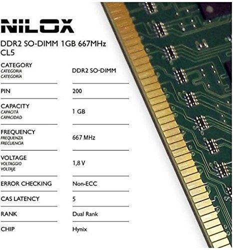 Nilox Memoria Ram Ddr2 So-Di da 1Gb, 667Mhz, Cl5, Verde