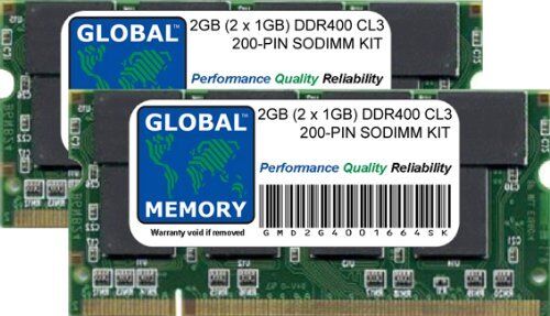 GLOBAL MEMORY 2GB (2 x 1GB) DDR 400MHz PC3200 200-PIN SODIMM MEMORIA RAM KIT PER PC PORTATILI
