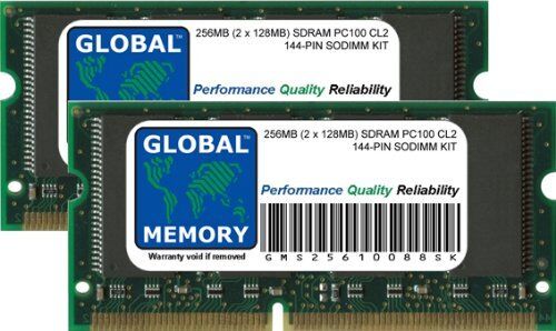 GLOBAL MEMORY 256MB (2 x 128MB) PC100 100MHz 144-PIN SDRAM SODIMM Memoria RAM Kit per POWERBOOK G3