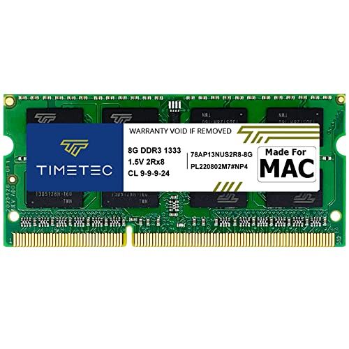 Timetec 8 GB compatibile per Apple DDR3 1333 MHz PC3-10600 CL9 per Mac Book Pro (inizio/fine 2011), iMac (metà 2010, metà/fine 2011), Mac Mini (metà 2011) SODIMM Upgrade MAC RAM