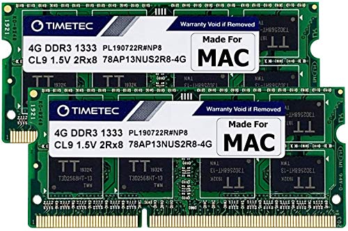 Timetec 8GB Kit (2x4GB) Compatibile con Apple DDR3 1333MHz PC3-10600 CL9 per Mac Book PRO (Inizio/fine 2011), iMac (metà 2010, metà/fine 2011), Mac Mini (metà 2011) Aggiornamento Mac RAM