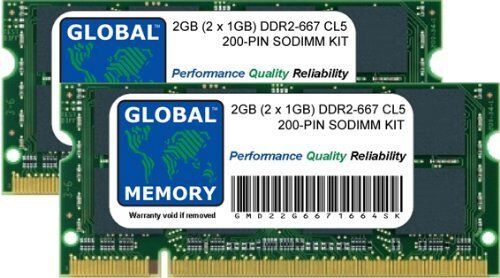 GLOBAL MEMORY 2GB (2 x 1GB) DDR2 667MHz PC2-5300 200-PIN SODIMM MEMORIA RAM KIT PER PC PORTATILI