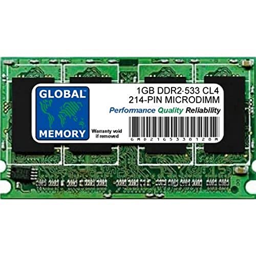 GLOBAL MEMORY 1GB DDR2 533MHz PC2-4200 214-PIN MICRODIMM MEMORIA RAM PER PC PORTATILI