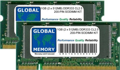 GLOBAL MEMORY 1GB (2 x 512MB) DDR 333MHz PC2700 200-PIN SODIMM Memoria RAM Kit per Alluminio POWERBOOK G4