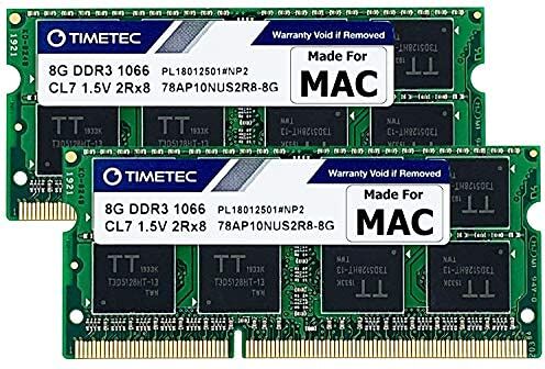 Timetec 16GB KIT (2x8GB) Compatibile con Apple DDR3 1067MHz/1066MHz PC3-8500 RAM per Mac Book (metà 2010 13''), Mac Book Pro (metà 2010 13''), iMac (fine 2009 27''), Mac Mini (metà 2010) RAM MAC