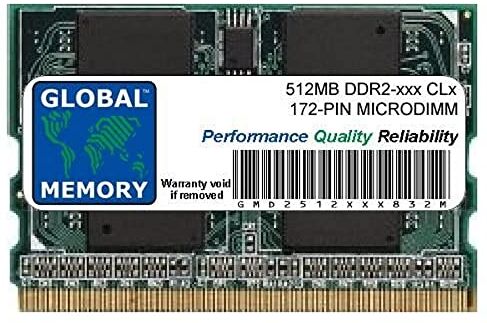 GLOBAL MEMORY 512MB DDR2 400/533MHz 172-PIN MICRODIMM MEMORIA RAM PER PC PORTATILI