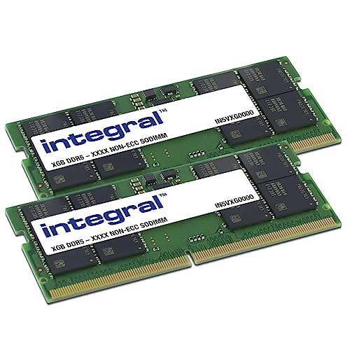 Integral 32GB DDR5 SO-DIMM RAM Kit (2x 16GB) 5600MHz PC5-44800 CL46 Laptop/Notebook/Macbook/NUC Modulo di memoria
