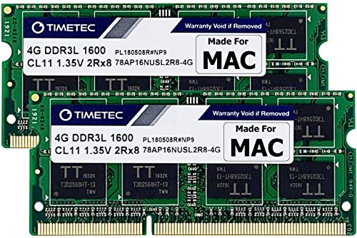 Timetec 8GB KIT (2x4GB) Apple DDR3L 1600MHz per Mac Book Pro (inizio/fine 2011, metà 2012), iMac (metà 2011, fine 2012, inizio/fine 2013, fine 2014, metà 2015), Mac Mini (metà 2011,Fine 2012) RAM MAC