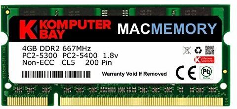 Komputerbay MACMEMORY Apple 4GB (bastone singolo 4GB) PC2-5300 667MHz DDR2 SODIMM iMac e Macbook memoria