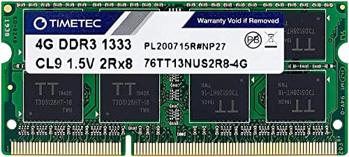 Timetec 4 GB DDR3L 1333 MHz PC3-10600 Non ECC Unbuffered 1.35 V CL9 2Rx8 Dual Rank 204 Pin SODIMM per PC Portatile Computer Memoria RAM Modulo di Aggiornamento