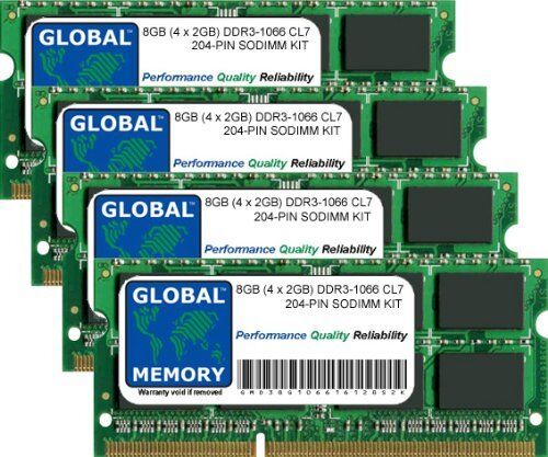 GLOBAL MEMORY 8GB (4 x 2GB) DDR3 1066MHz PC3-8500 204-PIN SODIMM Memoria RAM Kit per Intel iMac (DDR3 Versione metà 2010)