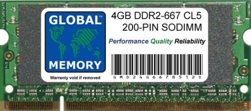 GLOBAL MEMORY 4GB DDR2 667MHz PC2-5300 200-PIN SODIMM Memoria RAM per PC Portatili