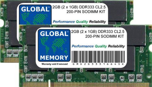 GLOBAL MEMORY 2GB (2 x 1GB) DDR 333MHz PC2700 200-PIN SODIMM Memoria RAM Kit per Alluminio POWERBOOK G4