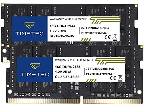 Timetec 32GB KIT (2x16GB) DDR4 2133MHz PC4-17000 Non ECC Unbuffered 1.2V CL15 2Rx8 Dual Rank 260 Pin SODIMM Laptop PC Memoria del computer Modulo RAM Aggiornamento