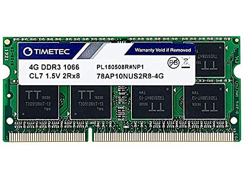 Timetec 4 GB Apple DDR3 1067MHz/1066MHz PC3-8500 CL7 Dual Rank per Mac Book, Mac Book PRO, iMac, Mac Mini (fine 2008, Inizio/metà/fine 2009, metà 2010) Memoria SODIMM Aggiornamento RAM Mac