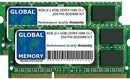 GLOBAL MEMORY 8GB (2 x 4GB) DDR3 1066MHz PC3-8500 204-PIN SODIMM Memoria RAM Kit per MacBook (FINE 2008 metà/FINE 2009 metà 2010) & MacBook PRO (FINE 2008 Inizio/metà/FINE 2009 metà 2010)