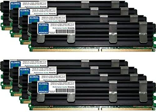 GLOBAL MEMORY 16GB (8 x 2GB) DDR2 667MHz PC2-5300 240-PIN ECC Fully BUFFERED DIMM (FBDIMM) Memoria RAM Kit per Mac PRO (Original/metà 2006)