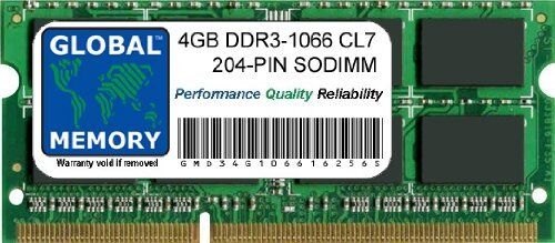 GLOBAL MEMORY 4GB DDR3 1066MHz PC3-8500 204-PIN SODIMM Memoria RAM per PC Portatili