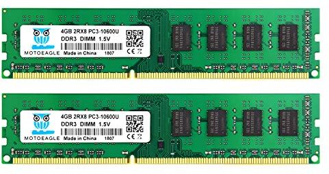 motoeagle DDR3 1333MHz PC3-10600 8GB Kit (2x4GB) 1.5V CL9 2Rx8 240-Pin UDIMM Memoria Desktop