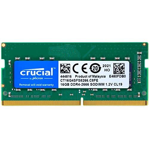 Crucial 16 GB 260 pin SODIMM DDR4 2666 MT/S NON-ECC