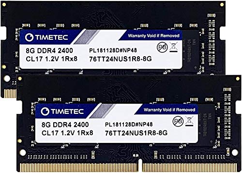 Timetec 16GB KIT (2x8GB) DDR4 2400MHz PC4-19200 Non ECC Unbuffered 1.2V CL17 1Rx8 Single Rank 260 Pin SODIMM Laptop PC Memoria del computer Modulo RAM Aggiornamento