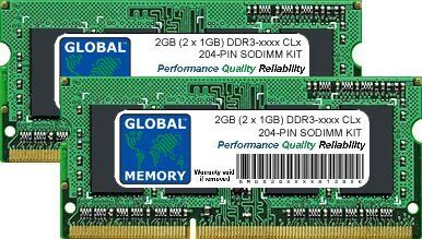 GLOBAL MEMORY 2GB (2 x 1GB) DDR3 1066/1333MHz 204-PIN SODIMM Memoria RAM Kit per PC Portatili