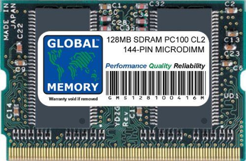 GLOBAL MEMORY 128MB PC100 100MHz 144-PIN SDRAM MICRODIMM Memoria RAM per PC Portatili