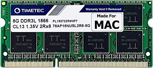 Timetec 8 GB compatibile per Apple fine 2015 iMac (27'' con display Retina 5K) DDR3L 1867 MHz/1866 MHz PC3L-14900 2Rx8 CL13 1.35 V 204 pin SODIMM modulo di memoria MAC RAM Upgrade per iMac 17.1