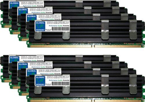 GLOBAL MEMORY 32GB (8 x 4GB) DDR2 667MHz PC2-5300 240-PIN ECC Fully BUFFERED (FBDIMM) Memoria RAM Kit per Mac PRO (ORIGINALE/2006)