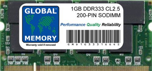 GLOBAL MEMORY 1GB DDR 333MHz PC2700 200-PIN SODIMM Memoria RAM per iBook G4 & Alluminio POWERBOOK G4