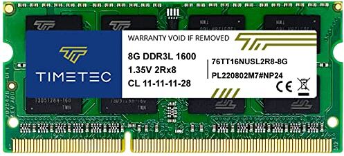 Timetec DDR3L/DDR3 1600MHz 2Rx8 Dual Rank 204 Pin SODIMM Computer Modulo RAM Aggiornamento (1600Mhz 8GB)