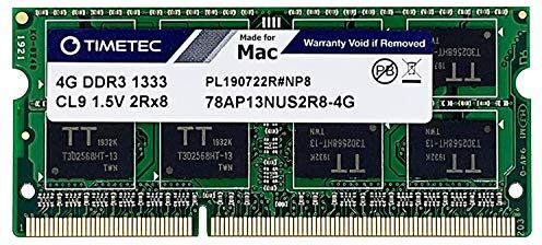 Timetec 4 GB Compatibile per Apple DDR3 1333 MHz PC3-10600 CL9 per Mac Book PRO (Inizio/fine 2011), iMac (metà 2010, metà/fine 2011 21.5/27), Mac Mini (metà 2011) SODIMM Upgrade Mac RAM