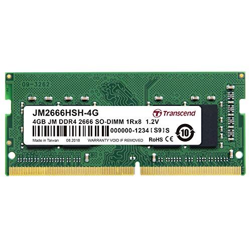 Transcend JM2666HSH-4G Modulo di memoria DDR4 2666 MHz, 4 GB, 1 x 4 GB, DDR4, 2666 MHz, 260-Pin So-DIMM