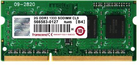 Transcend TS256MSK64V3N, 2 GB DDR3, 1333 Mhz, SO-DIMM, 1Rx8 1.5 V