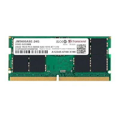 Transcend JM5600ASE-24G Memoria RAM da 24 GB DDR5 5600 SO-DIMM 1Rx8 1,1 V, per computer portatile/notebook Transcend JM5600ASE-24G Memoria RAM da 24 GB DDR5 5600 SO-DIMM 1Rx8 1,1 V, per computer portatile/notebook