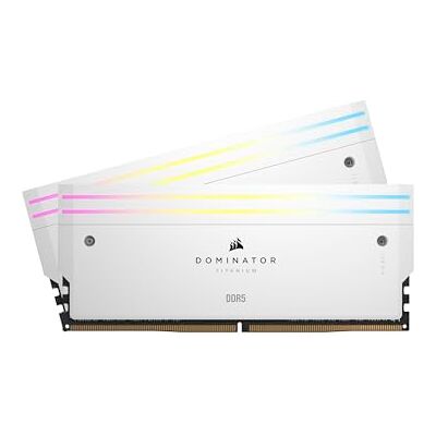Corsair DOMINATOR TITANIUM RGB DDR5 RAM 32GB (2x16GB) Fino a 6000MHz CL30-36-36-76 1.40V AMD EXPO Intel XMP 3.0 Memoria per Computer – Bianco (CMP32GX5M2B6000Z30W) Corsair DOMINATOR TITANIUM RGB DDR5 RAM 32GB (2x16GB) Fino a 6000MHz CL30-36-36-76 1.40V AMD EXPO Intel XMP 3.0 Memoria per Computer – Bianco (CMP32GX5M2B6000Z30W)
