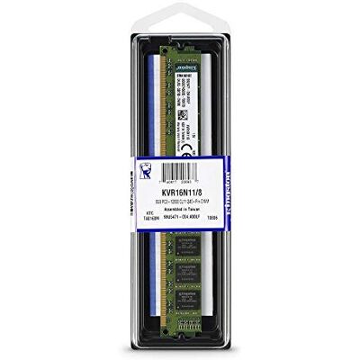 Kingston ValueRAM 8GB 1600MHz DDR3 Non-ECC CL11 DIMM 1.5V KVR16N11/8 Memoria Desktop Kingston ValueRAM 8GB 1600MHz DDR3 Non-ECC CL11 DIMM 1.5V KVR16N11/8 Memoria Desktop