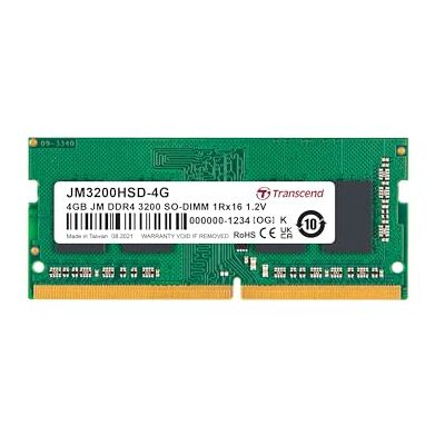 Transcend Memoria RAM da 4 GB DDR4 3200 SO-DIMM 1Rx16 1,2 V, per computer portatile/notebook JM3200HSD-4G Transcend Memoria RAM da 4 GB DDR4 3200 SO-DIMM 1Rx16 1,2 V, per computer portatile/notebook JM3200HSD-4G