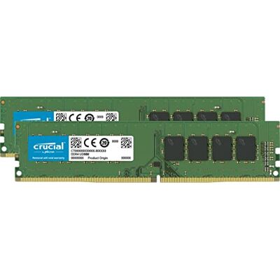 Crucial CT2K8G4DFRA266 Kit Memoria per Portatile da 16GB (8GB x2), DDR4, 2666 m/s, PC4-21300, DIMM, 288-Pin, Green Crucial CT2K8G4DFRA266 Kit Memoria per Portatile da 16GB (8GB x2), DDR4, 2666 m/s, PC4-21300, DIMM, 288-Pin, Green