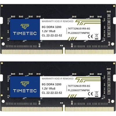 Timetec 16GB KIT(2x8GB) DDR4 3200MHz (PC4-3200AA) PC4-25600 SODIMM RAM per laptop, mini PC e computer All-in-One – Non-ECC Unbuffered, 260 pin, 1,2V CL22 modulo di memoria Timetec 16GB KIT(2x8GB) DDR4 3200MHz (PC4-3200AA) PC4-25600 SODIMM RAM per laptop, mini PC e computer All-in-One – Non-ECC Unbuffered, 260 pin, 1,2V CL22 modulo di memoria