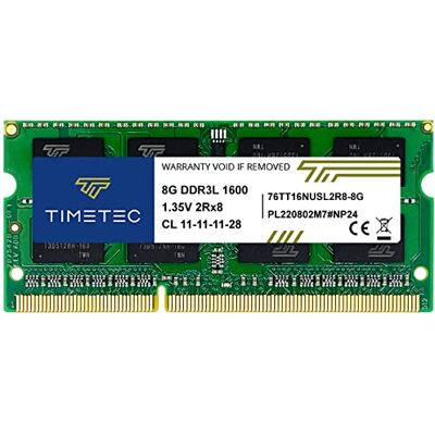 Timetec 8GB DDR3L / DDR3 1600 MHz (DDR3L-1600) PC3L-12800 / PC3-12800 (PC3L-12800S) Non-ECC Unbuffered 1,35 V / 1,5 V CL11 2Rx8 Dual Rank 204 Pin SODIMM Laptop Notebook PC Computer Memoria RAM Modulo Timetec 8GB DDR3L / DDR3 1600 MHz (DDR3L-1600) PC3L-12800 / PC3-12800 (PC3L-12800S) Non-ECC Unbuffered 1,35 V / 1,5 V CL11 2Rx8 Dual Rank 204 Pin SODIMM Laptop Notebook PC Computer Memoria RAM Modulo
