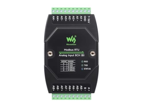 Waveshare Industrial 8-Ch Analog Acquisition Module, 12-Bit High-Precision, Supports Voltage and Current Acquisition, DC 7~36V Wide Voltage Power Supply, 8-ch Voltage Mode, 0~10V