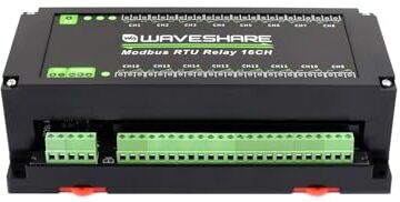 Waveshare Modbus RTU 16-Ch Relay Module, RS485 Interface, with Multiple Isolation Protection Circuits,Apply to Industrial Control,Smart Home,Smart Agriculture,Breeding and Farming