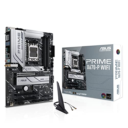 Asus PRIME X670-P WIFI Scheda Madre ATX, AMD X670, AMD AM5, DDR5, PCI 5.0, Realtek 2.5Gb Ethernet, WiFi 6 (802.11ax), Realtek 7.1 Surround, 3xM.2, 6xSATA 6GB/s, Aura Sync RGB, Nero