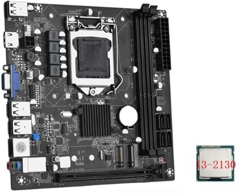 Graootoly ITX H61 Desktop Motherboard + I3-2130 CPU LGA 1155 Nero PCB Desktop Board Kit Supporto fino a 16GB DDR3 1600MHz RAM Slot Scheda di Rete 100M