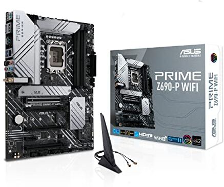 Asus Prime Z690-P Wifi Scheda Madre Atx, Intel Z690, Lga1700, Ddr5, Pci 5.0, Realtek 2.5Gb Ethernet, Wifi 6 (802.11Ax), Realtek 7.1 Sorround, Aura Sync Rgb, Nero, ‎30.5 x 23.4 x 4 cm, 1 Kg